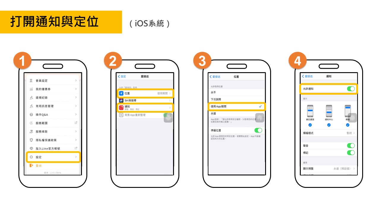 打開通知與定位(iOS系統)
